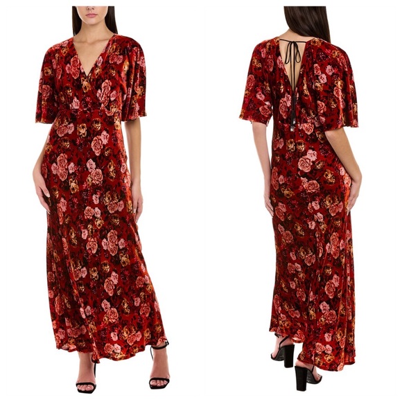 NEW Johnny Was Alanis Velvet Floral Maxi Dress (Sz XL) Red Rose Multi - Picture 1 of 15